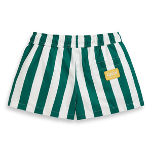 Green and White Boys Swimshorts (Rayures d'émeraude)