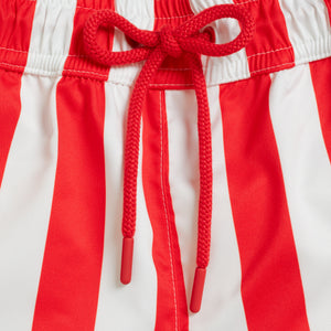 White and Red Boys Swimshorts (Rayures de rubis)